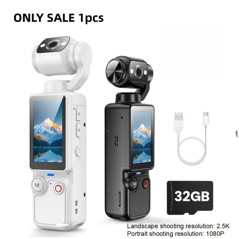 Portable Vlog Camera 180 Flip Lens and Screen Compact Mini Camera with Ring Light Memory Card Tripod for Selfies Travel Everyday Video Recording Must Have Gift Camera for Vlogging