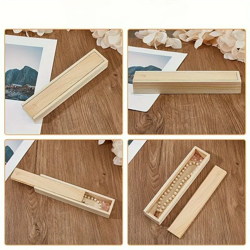 6pcs Set of Rectangular Wooden Gift Storage Boxes with Sliding Lids, Beautiful Gift Box, Suitable for Valentine's Day, Mother's Day, Easter, Father's Day, and Birthday Craft Keepsake Wooden Boxes, Home Jewelry Collection Cases