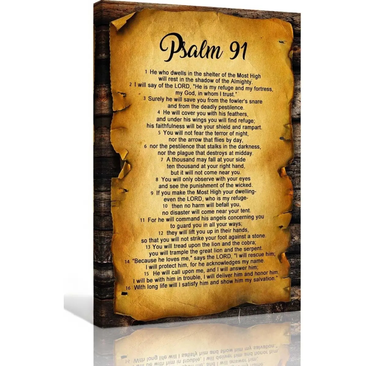 Framed Psalm 91 Bible Verse Canvas Print, Decorative Christian Home Decor, Inspirational Vintage Faith Wall Art, Farmhouse Wall Hanging for Living Room, Thoughtful Religious Gift
