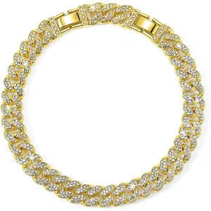 Women's Ankle Bracelets Cuban Link Chain Anklets Adjustable Chunky Anklets with Detachable Extender Rhinestone Bling  Gifts