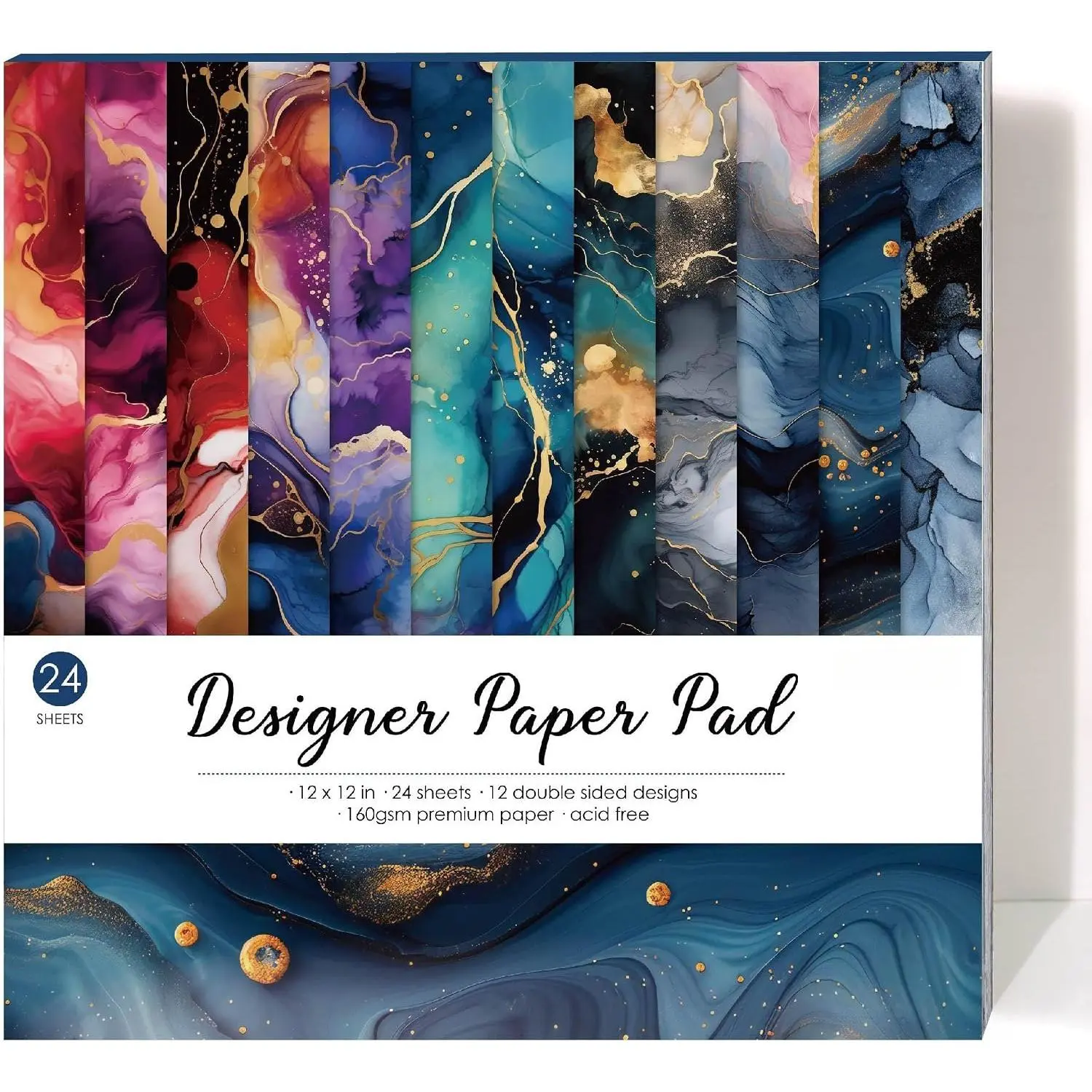 12x12 Dark Marble Scrapbook Cardstock Decorative Paper for Card Making Journaling Planner Origami Decopage Decorative Spring Scrapbook Paper