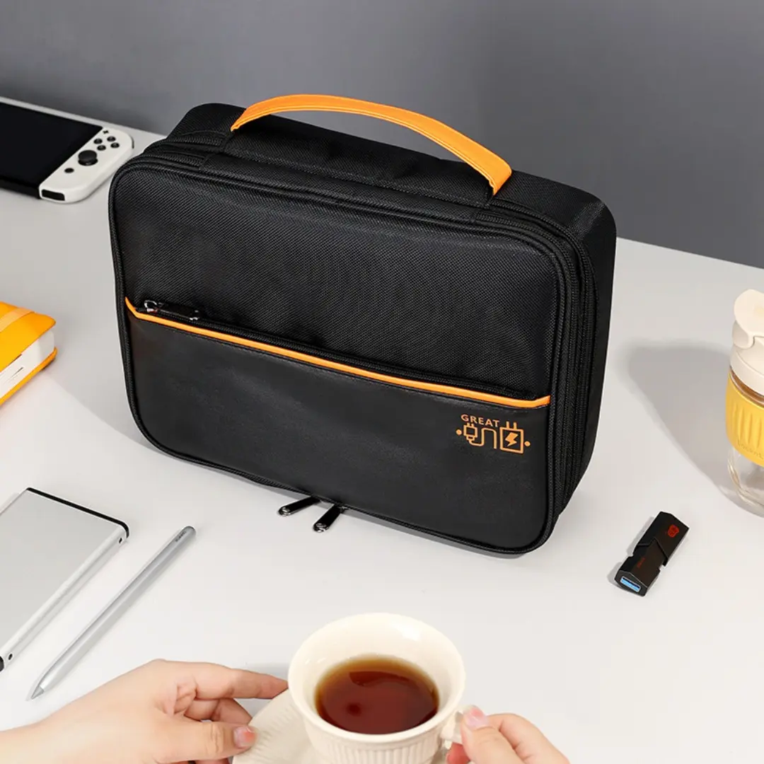 Shockproof Electronics Organizer Bag with Double Zipper - Waterproof Tech Storage Case for Cables, Charger, Switch