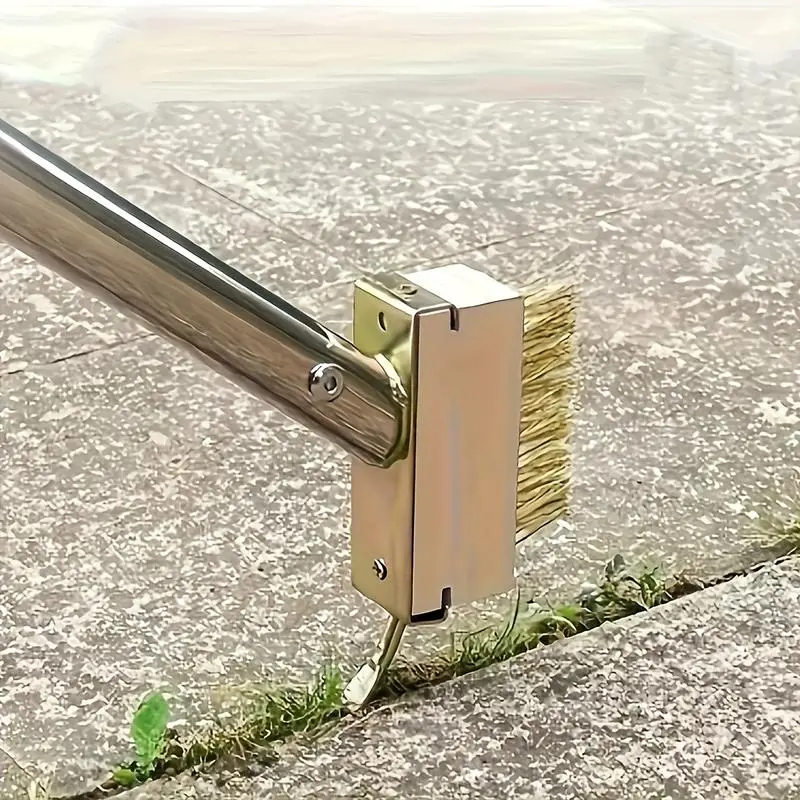 2-in-1 Weed and Moss Brush, Crevice Weed and Moss Removal Tool, Wire Brush, Roof Terrace Driveway Paving Stone Crevice Cleaning and Weeding Tool