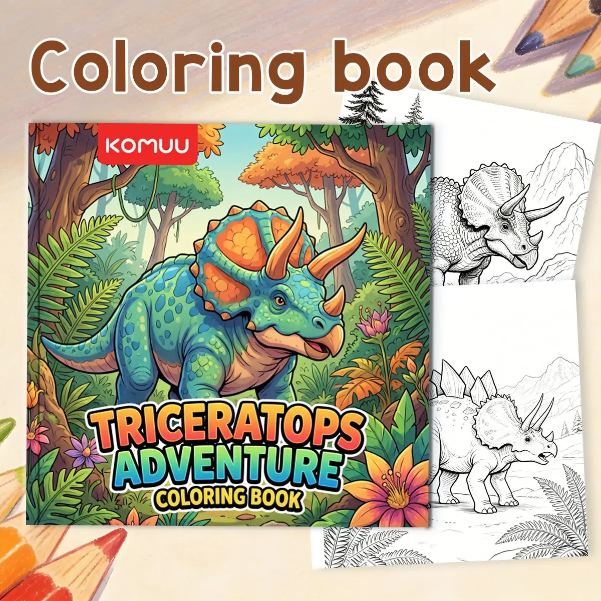 Dinosaur Coloring Book, 20cm X 20cm Thick Paper, Reusable, High-Definition Lines, Perfect for Art Class, Free Time Drawing
