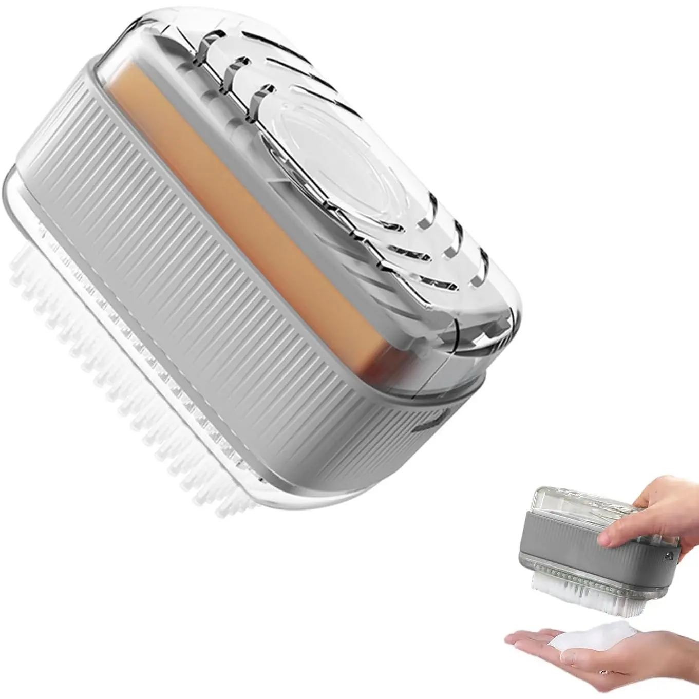Soap Dish with Drain Multifunctional Soap Dish Soap Cleaning Storage 3 in 1 Foaming Box for  Bathroom Kitchen Keep Soap Dry&Easy to Clean(Grey)