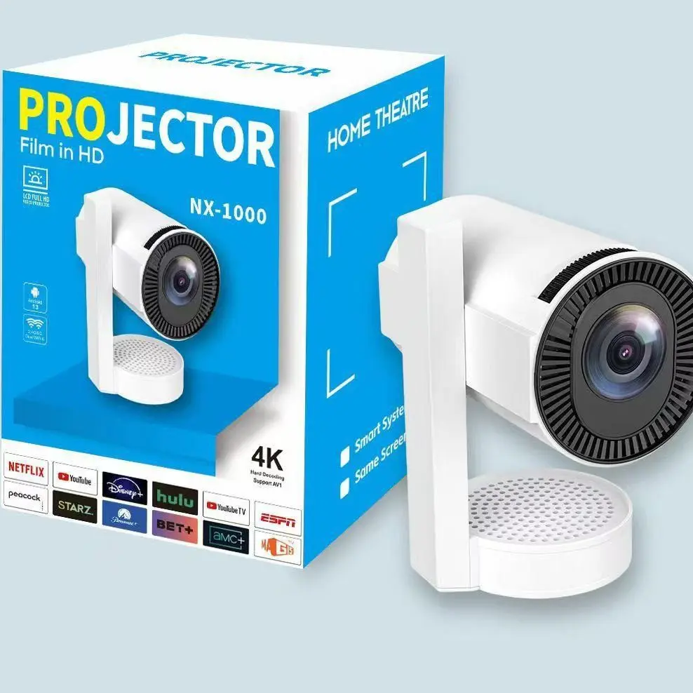 Z11 Home Cylinder Projector, 720P HD Ultra-High Definition, Built-In Speaker, Wireless Projection, Wall Projection for Bedroom, Pan-Tilt Function