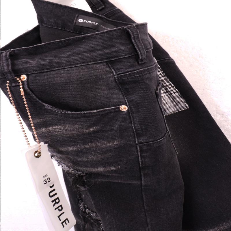 Men's Jeans High Street Black Ripped Old Foot Pants Casual Cotton Denim Fabric graduation  outfits rip frayed jean