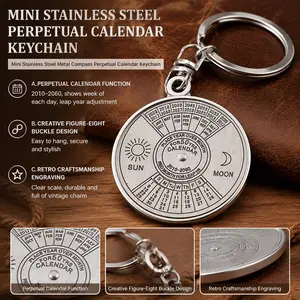 Mini Perpetual Calendar Keychain, Portable Date Tracker & Schedule Planner, Time Management Tool, Durable Stainless Steel Keyring for Daily Organization