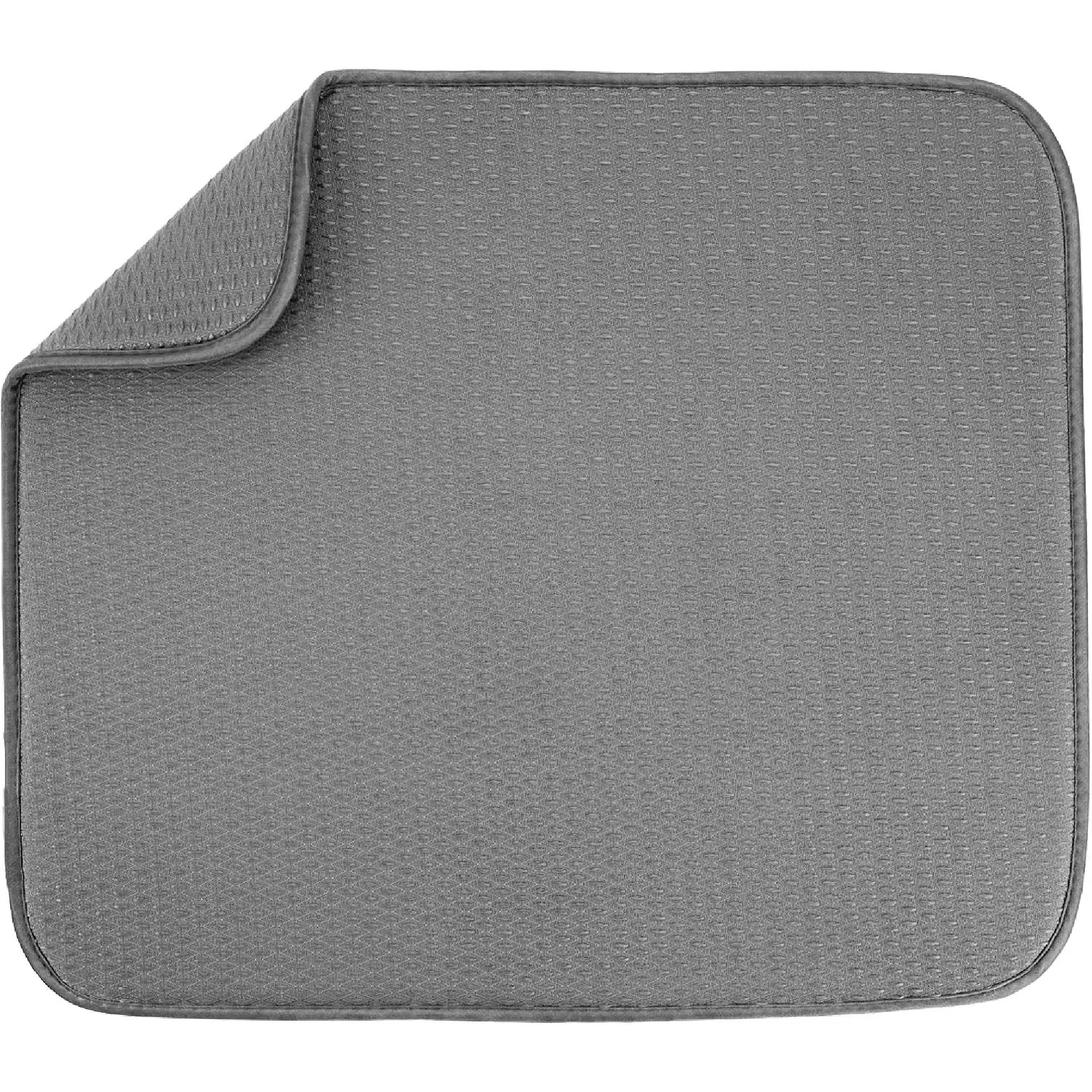 Dish Drying Mat, 16” x 18”, Absorbent Microfiber Kitchen Counter Mat, Drying Pad for Dishes, Utensils, Pots and Pans, Large,  Texture, Grey