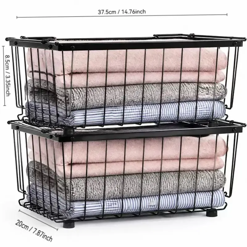 Clothing Storage Basket, Foldable Multi-Layer Organizer, Stackable Closet Shelf, Space-Saving Wardrobe Rack, Easy-To-Store Clothing Container, Clothes Basket Organizer