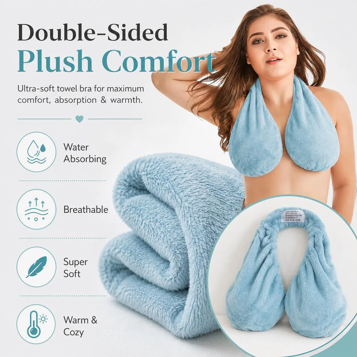 Women Breathable Absorbent Bust Wrap Towel, Cozy Neck-Hanging Leisure Bra, Multi-scene Garment for Beach Activities, Sports, Showering, Breast Feeding & Daily Casual Outfit
