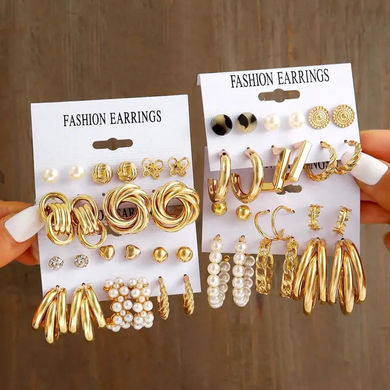 Faux Pearl & Rhinestone Decorated Heart & Butterfly Design Stud Earrings As Gift, 2024 New Dainty Jewelry for Daily Clothing Decor, Party