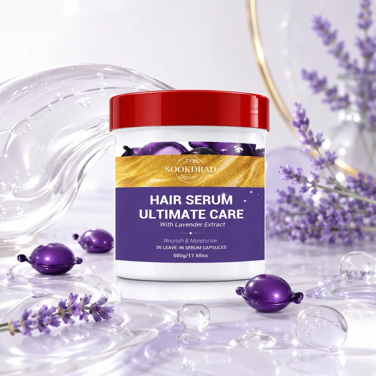 Hair Serum Ultimate Care, Lavender Extract Leave-In Serum Capsules, Nourish, Moisturise, All Hair Types, 30 Count