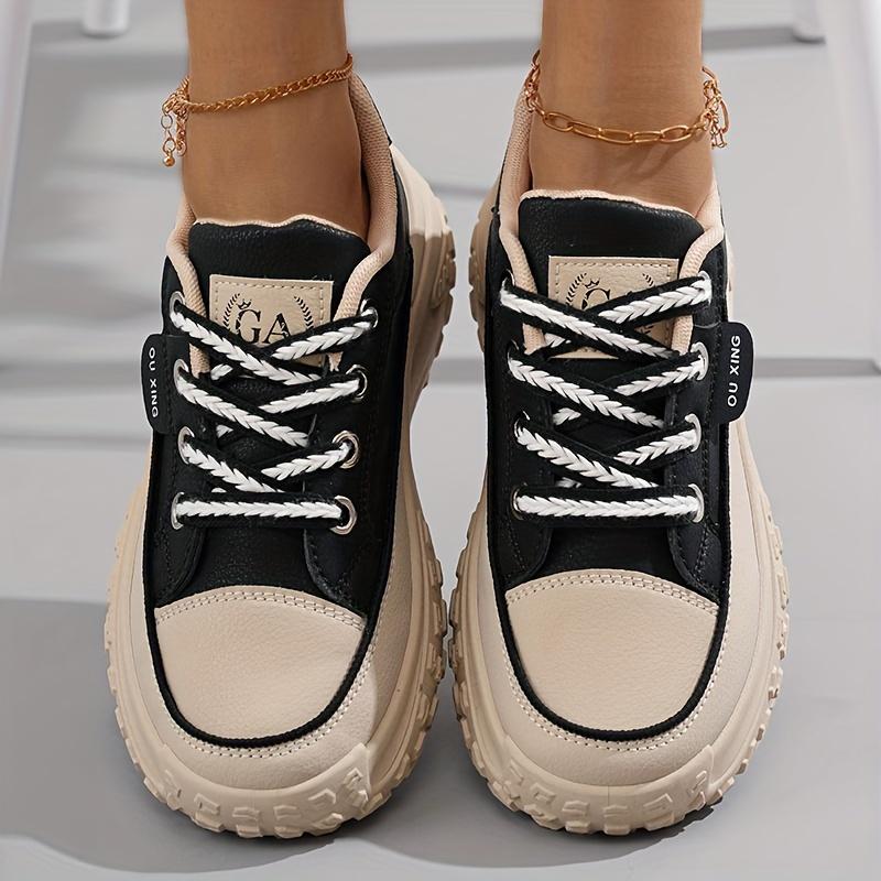 Women's Chunky Platform Sneakers, Fashion Thick Sole Dad Shoes, Versatile Casual Sports Shoes For Students, Breathable Lace-Up Trainers