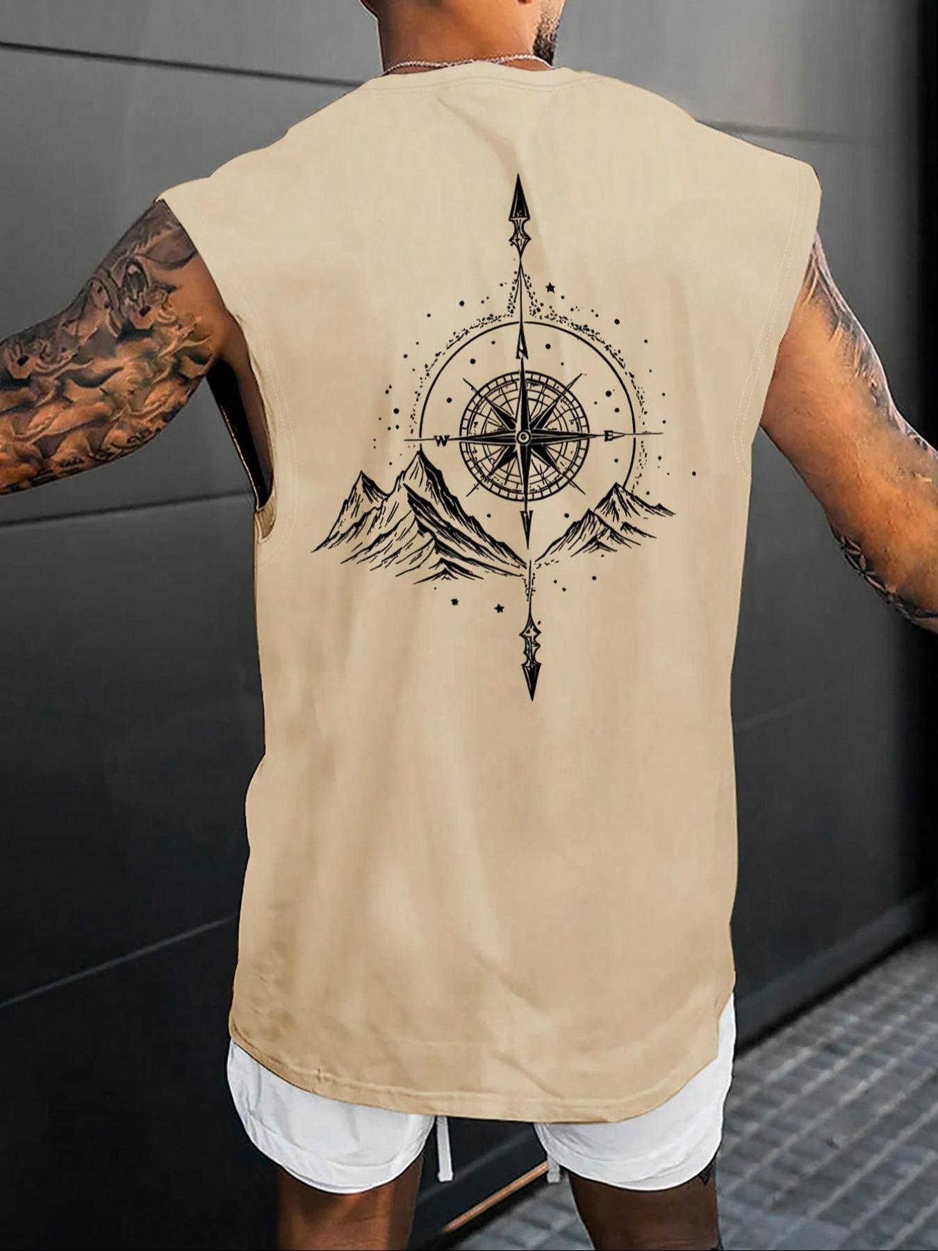 Men's Moon Print Wide Shoulder Vest, Regular Fit Casual Sleeveless Graphic Tank Top for Summer, Men's Top for Daily Wear, Menswear, Casual Streetwear Top, Casual Street Style