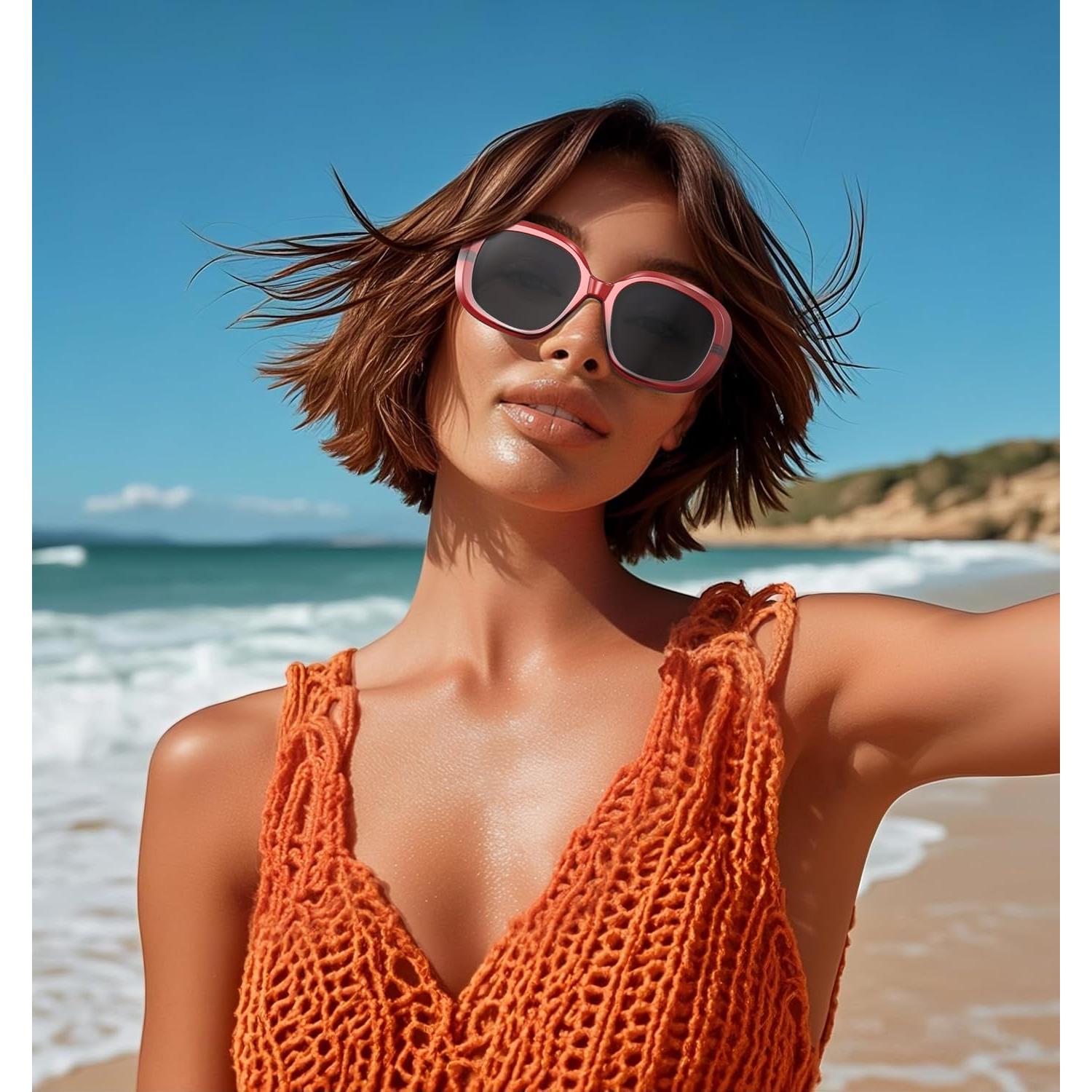 Oval Round Jackie O Sunglasses Women Retro Large Square Sun  display picture 3