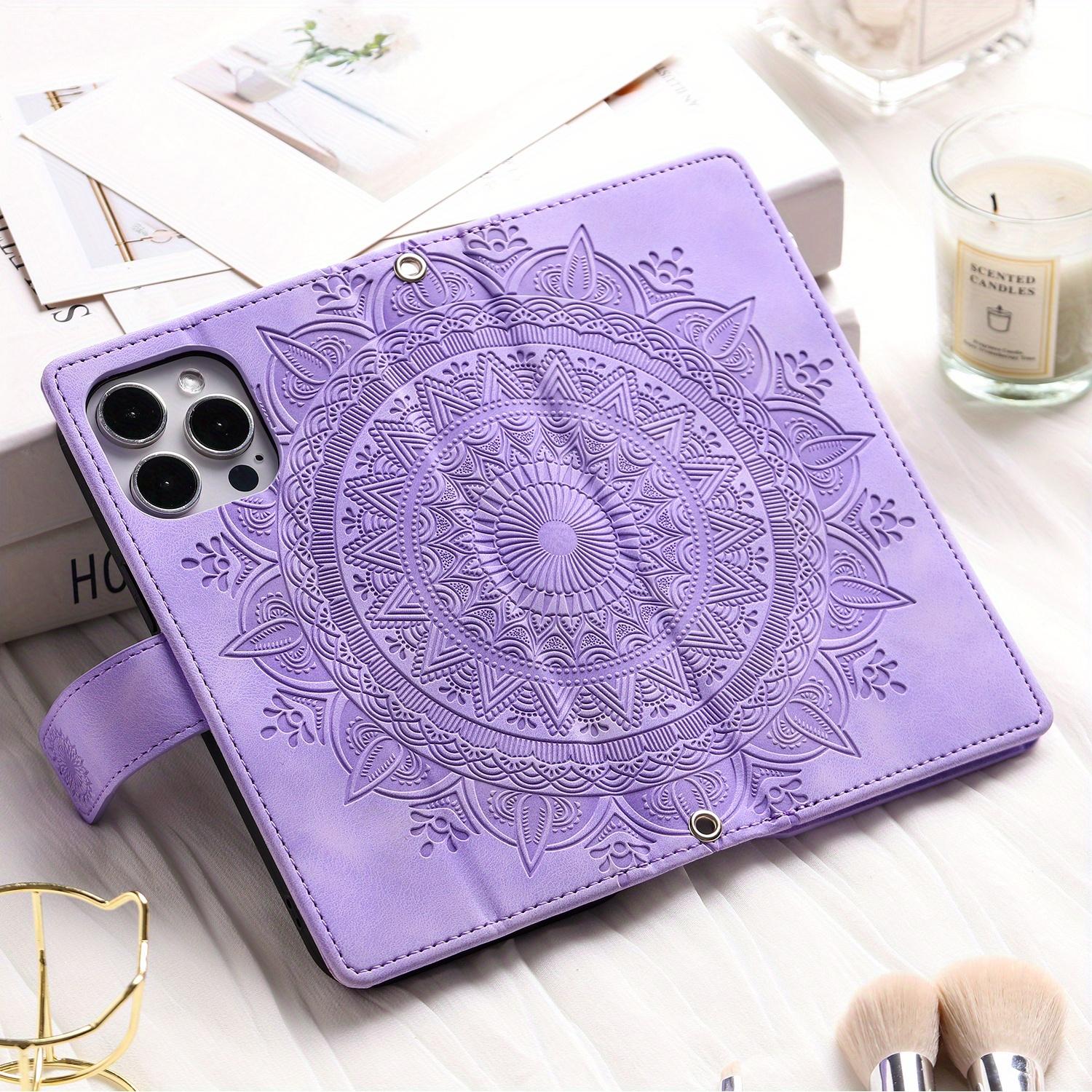 Pu Synthetic Leather Case for Various Iphone Models, Including 17, Air, 16e, 16, 15, 14, 13, 12 Mini, 11 Pro, X, Xs Max, Xr, 8, 7 Plus, Se, 5g From 2023 and 2020, Embossed Flower Design, Wallet with Card Holder