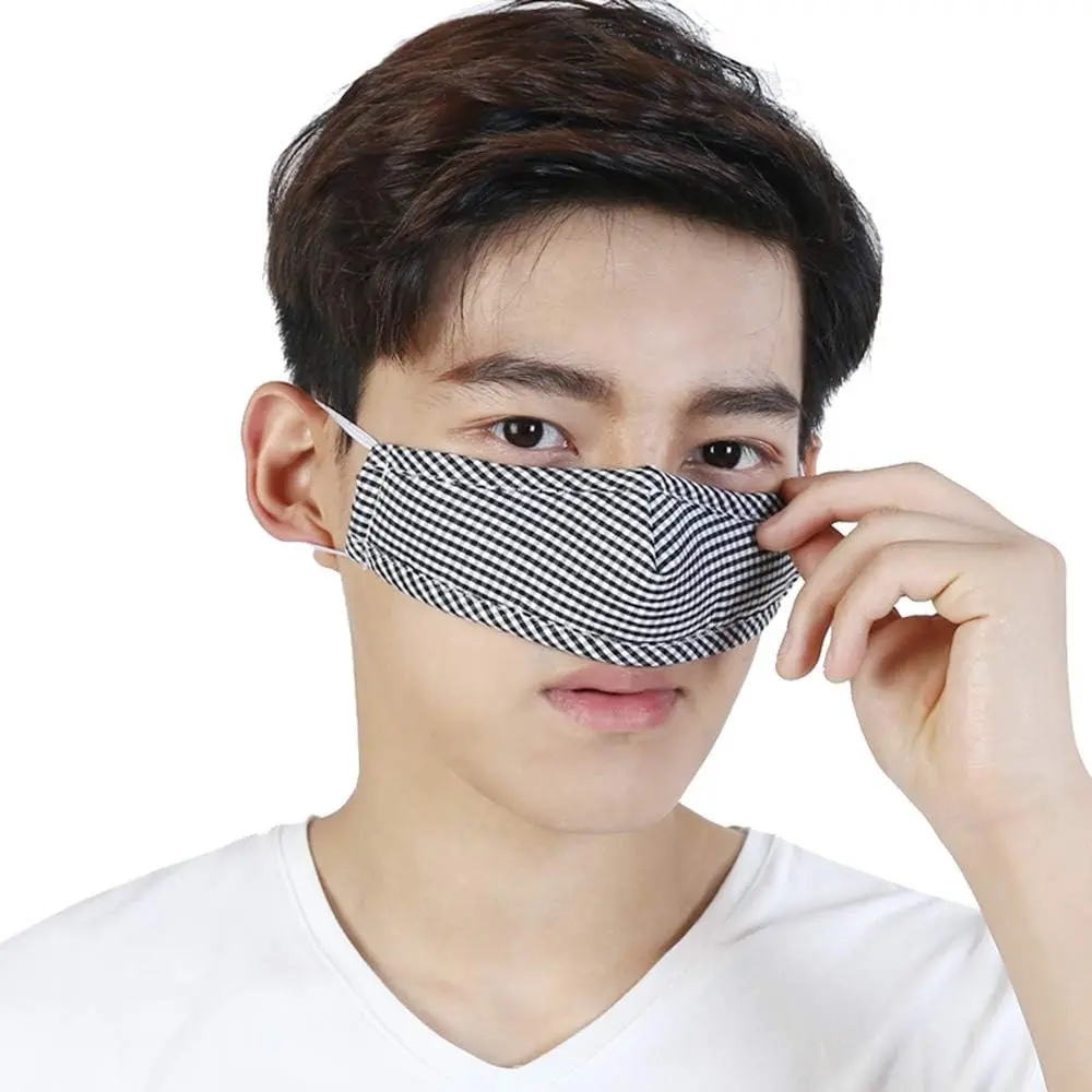 Cotton Plaid Nose Warmer Winter Nose Cover for Men Women Anti Pollen Dust Mask for Cold Dry Nose Sleep Air Conditioning Black