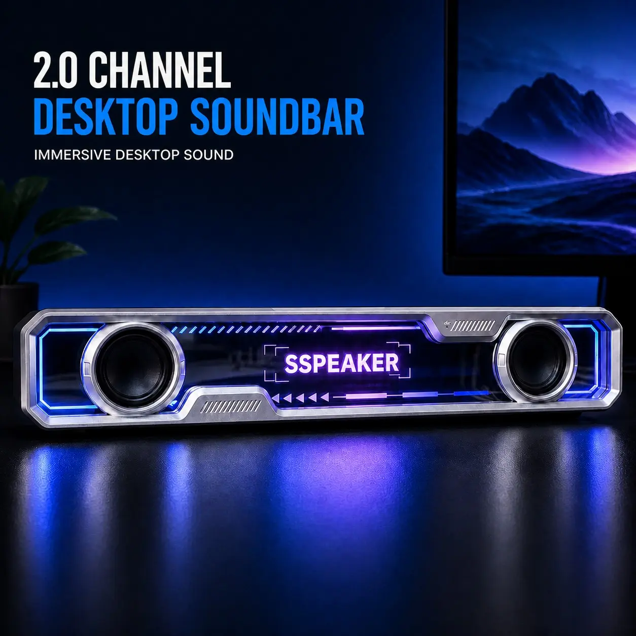 High-Quality Computer Speakers, Multifunctional Desktop Speaker, Wired Audio Strips, Stereo, 4 Dynamic Lighting Modes, USB-Powered, Suitable for Desktops, Laptops, Mobile Phones