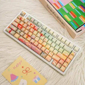 Ghibli Flower Field Keycaps 131 Keys PBT Cherry Profile Side-lighted South-facing 5 Dye-Sub Big Set Suitable for Mechanical Keyboard Gaming Keyboard Keycap German Spanish French English