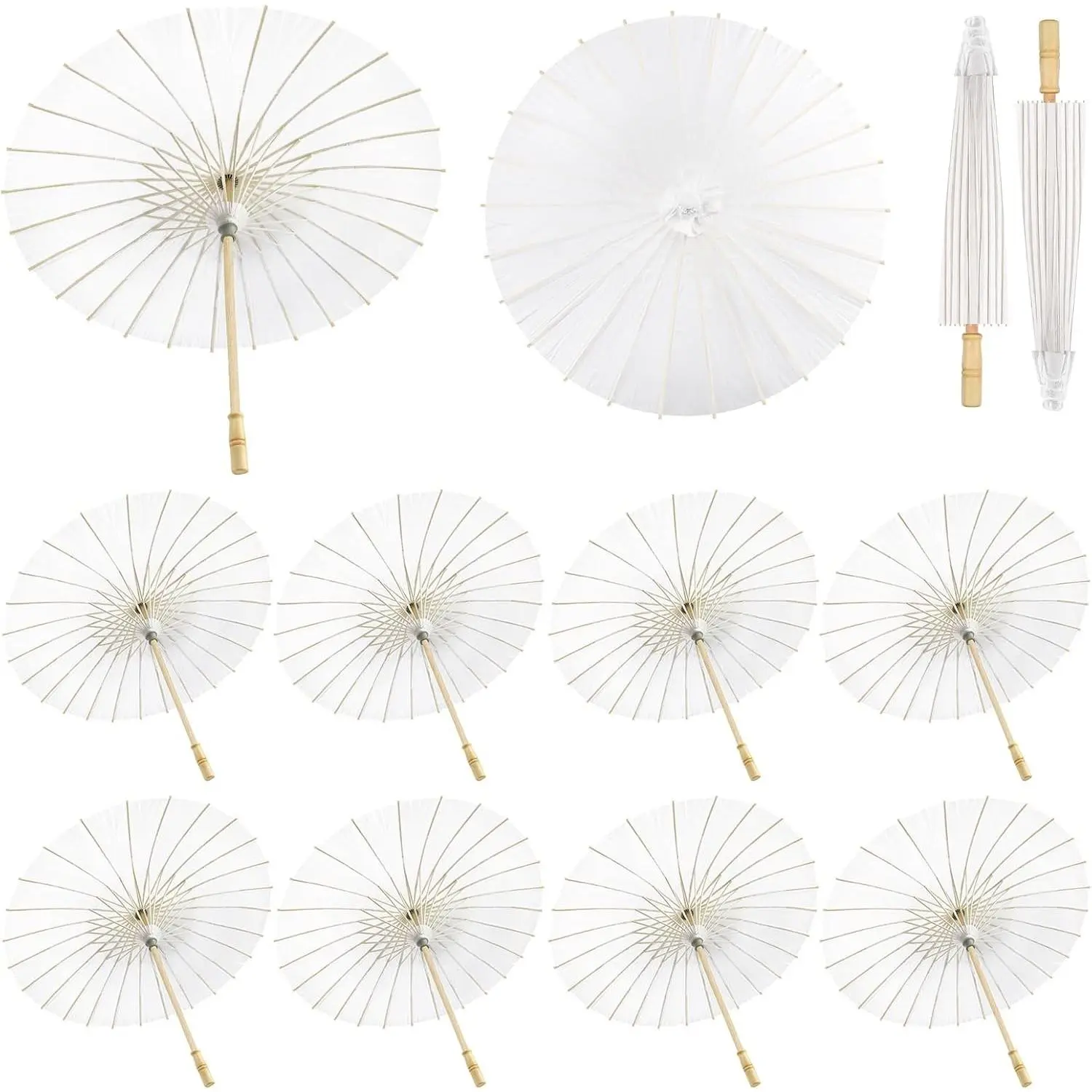 12 Pcs 33 Inches Paper Parasol Umbrellas for Wedding Chinese Japanese Style DIY Oil Painting Craft Decorative Party Outdoor Photography Props