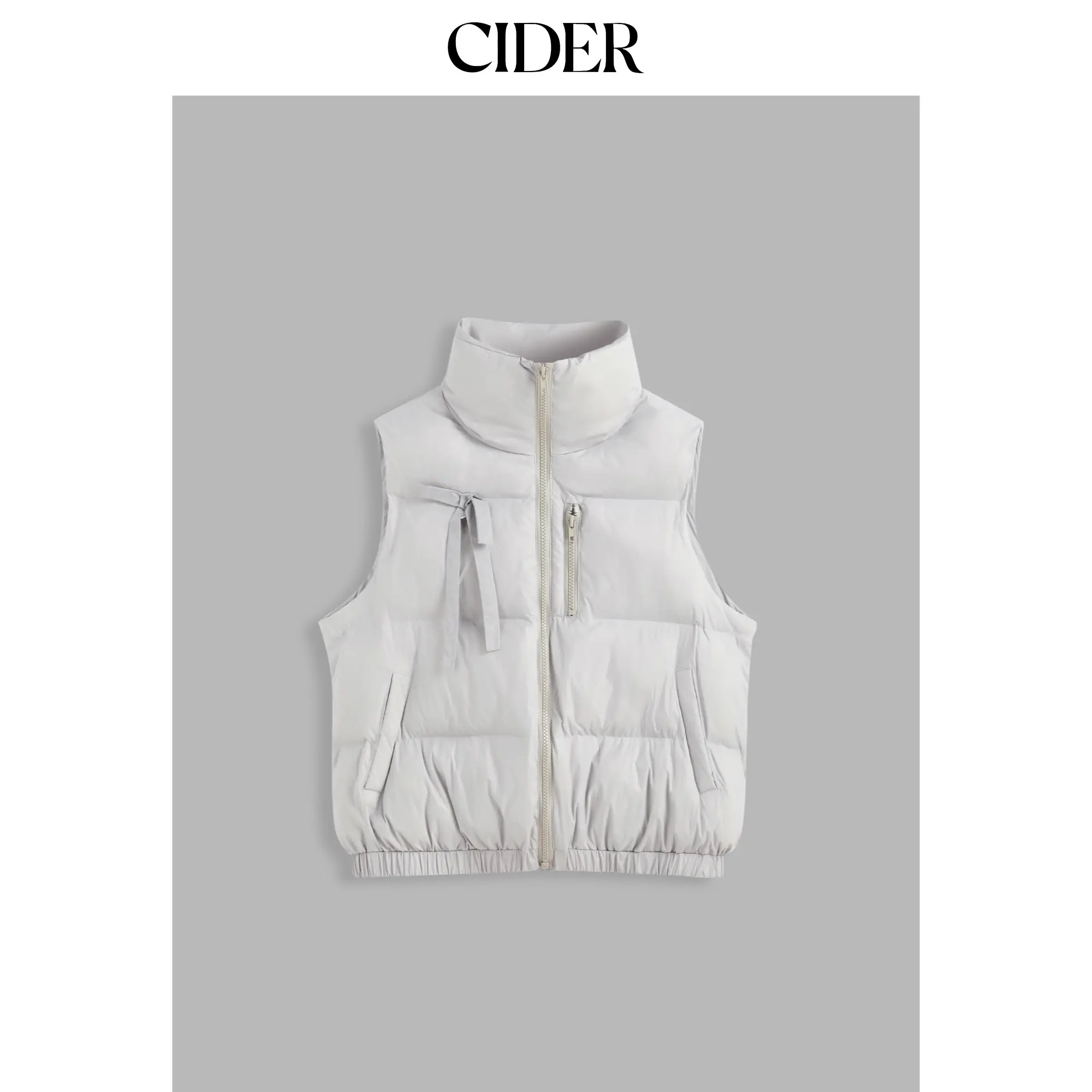 Cider [size 4-10] Stand Collar Solid Zipper Puffer Vest