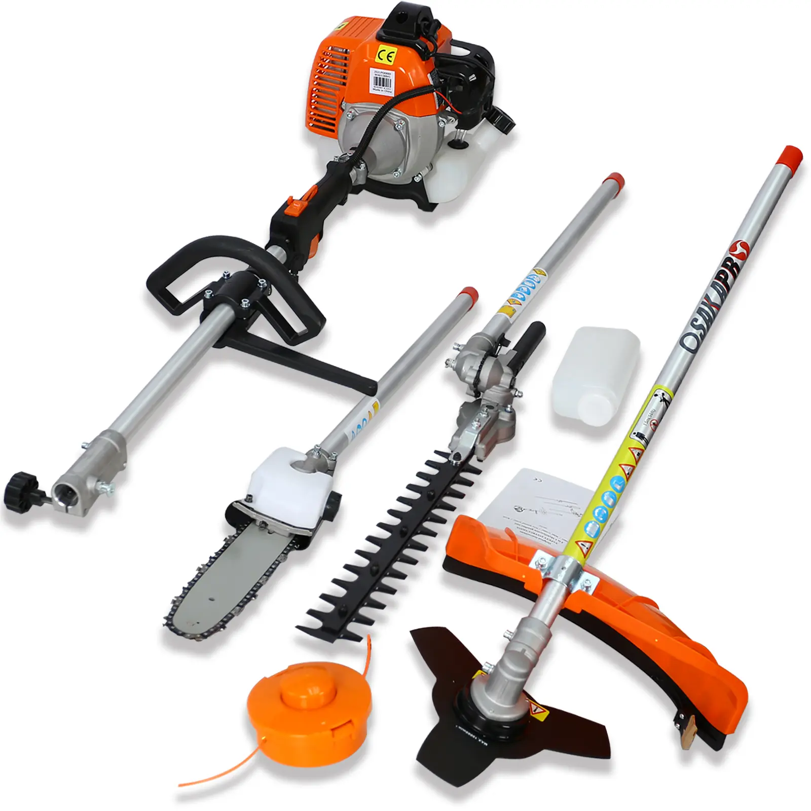 Nokaa 4-in-1 Multi-Functional Gas Garden Tool System 33CC 2-Cycle Engine Pole Saw Hedge Trimmer Grass Trimmer Brush Cutter Combo Kit for Yard Landscaping Lawn Care Outdoor Maintenance EPA Compliant