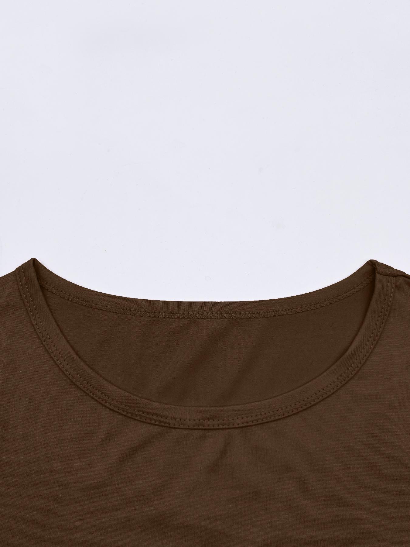 Women's Casual Plain Fitted Short Sleeve Cropped Top, Slim-Fitting Round Neck Tee Shirt, Three-Piece Set for All Seasons