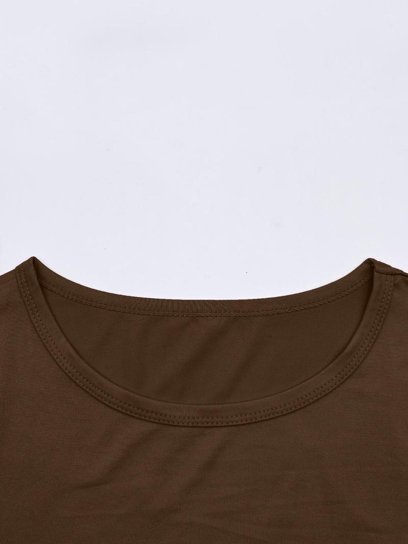 Women's Casual Plain Fitted Short Sleeve Top, Slim-Fitting Round Neck Tee Shirt, Three-Piece Set for All Seasons