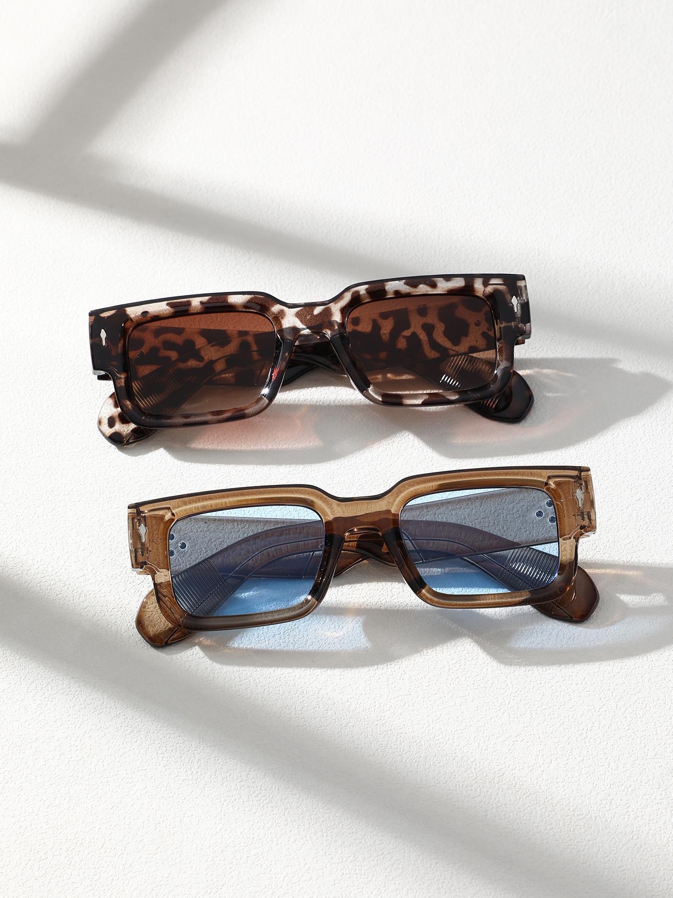 Square Frame Trendy Casual Sunglasses, Lightweight Durable UV Sun-Protective Sporty Shades for Women and Men, Travel Essentials and Back-to-School Gifts, High Quality Sunglasses for Fall Outdoor, Great His & Hers Gifts