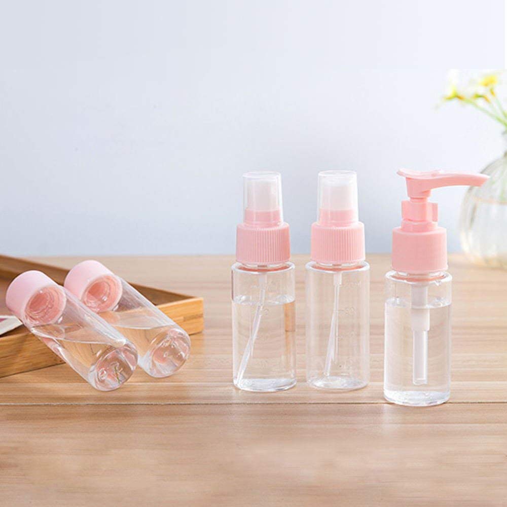 Travel Makeup Bottle Set with Storage Bag, 11pcs/set Portable Leak Proof Toiletry Container Set, Clear Cosmetic Container for Lotion, Shampoo, Cream, Soap
