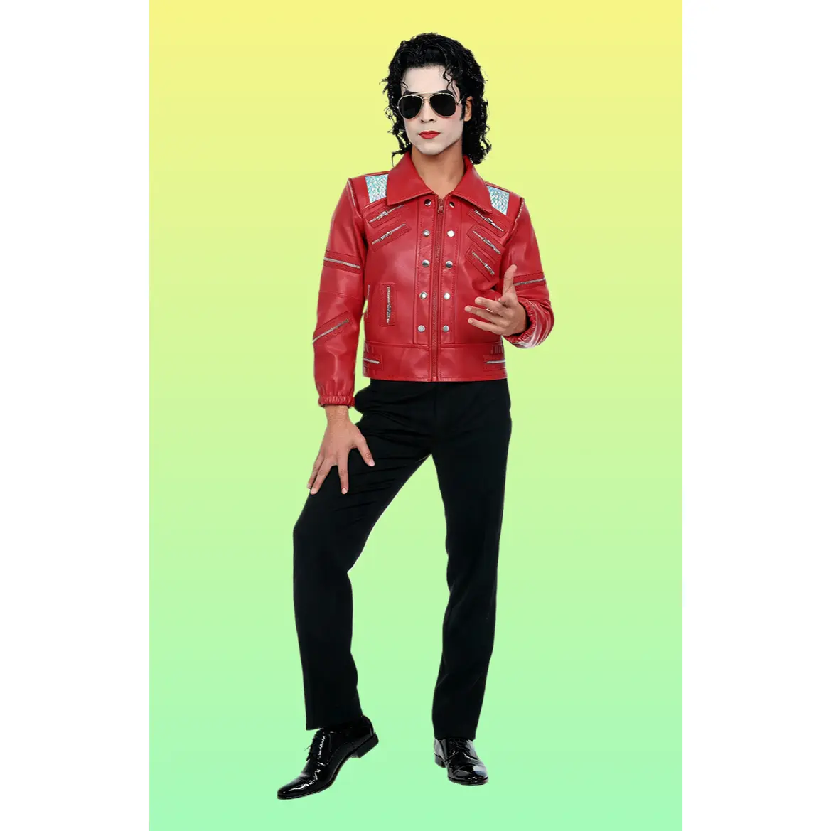 Kids Michael Jackson Red Jacket Cosplay Coat Halloween Superstar MJ Boys Dance Costume