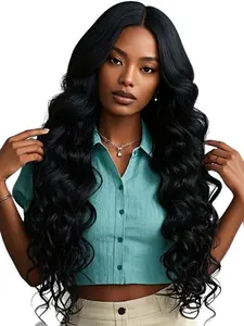 Human Wave Lace Front Wig, Real Hair 13x4 Body Curly High Definition Lace Front Wig, Pre-Bleached 200% Density Natural
