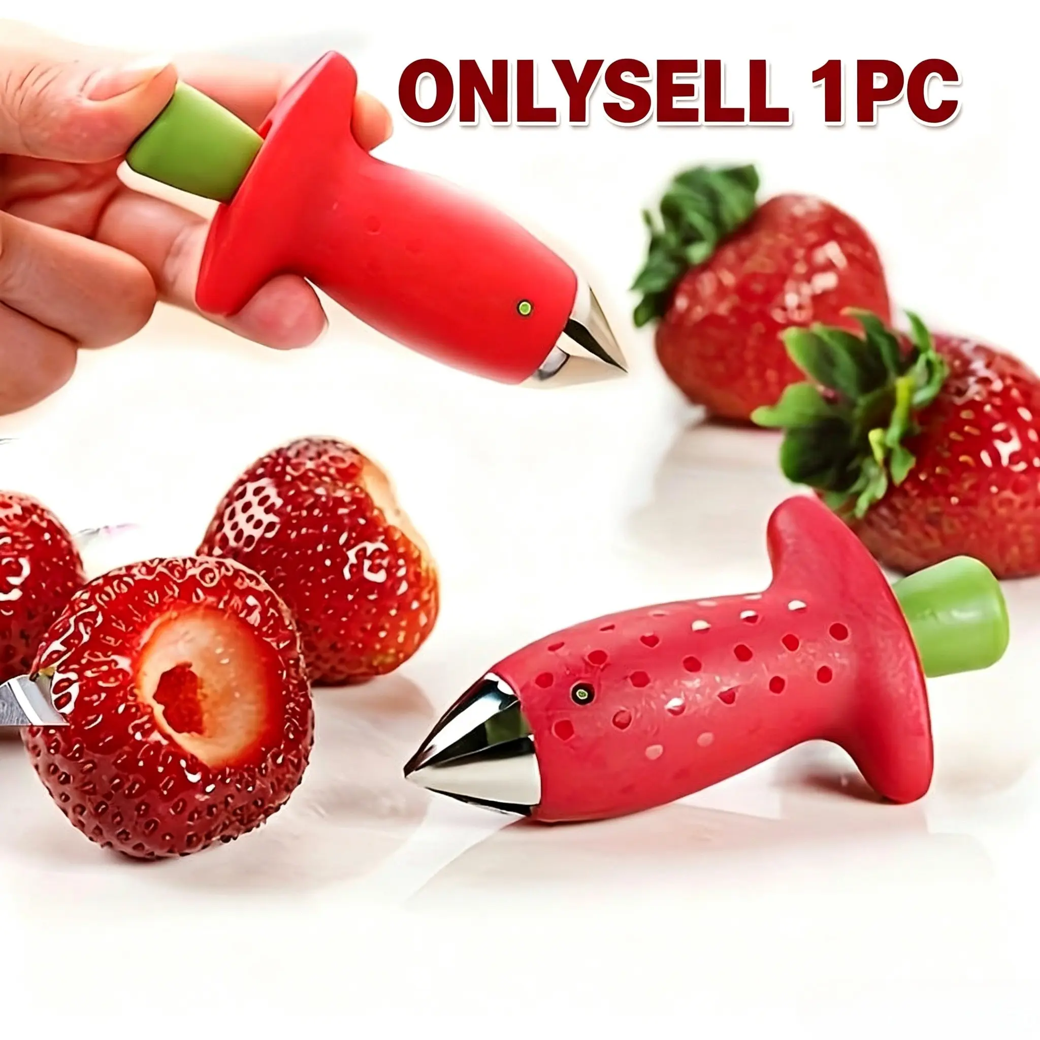 Multi-Functional Stainless Steel Strawberry Huller, Pineapple Eye Remover, Fruit Veggie Stem Clip, Utensils, Essential for Christmas and Halloween