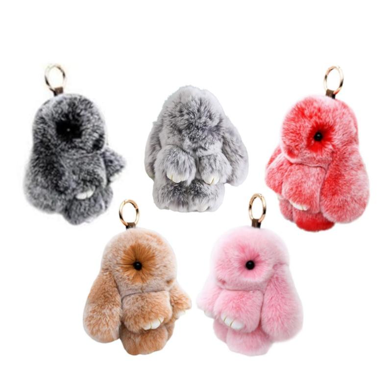 Adorable Fluffy Bunny Keychain Handmade Knitted Rabbit PomPom Ideal for Holiday and Birthday Gift for Girls