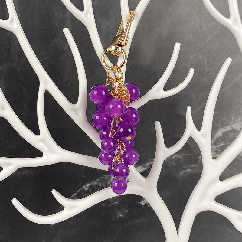1/20Pcs resin transparent beaded grape pendant new creative student bag decoration key chain gift