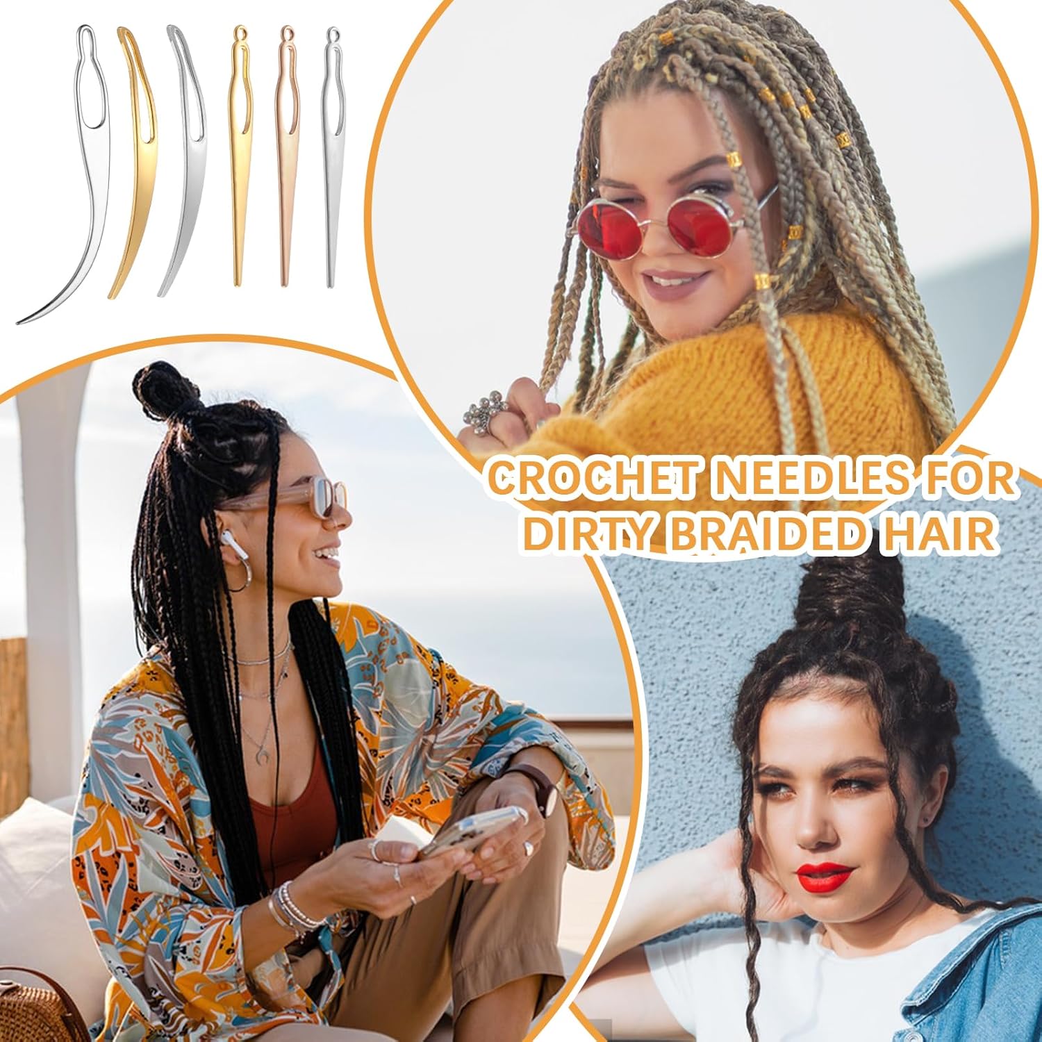 6 count Interlocking Tool for , Interlocking Dreadlock Tool, Sisterlock Retighten Tool, Crochet  for Maintaining Your Dreadlocks Hair Extensions Styling Tools