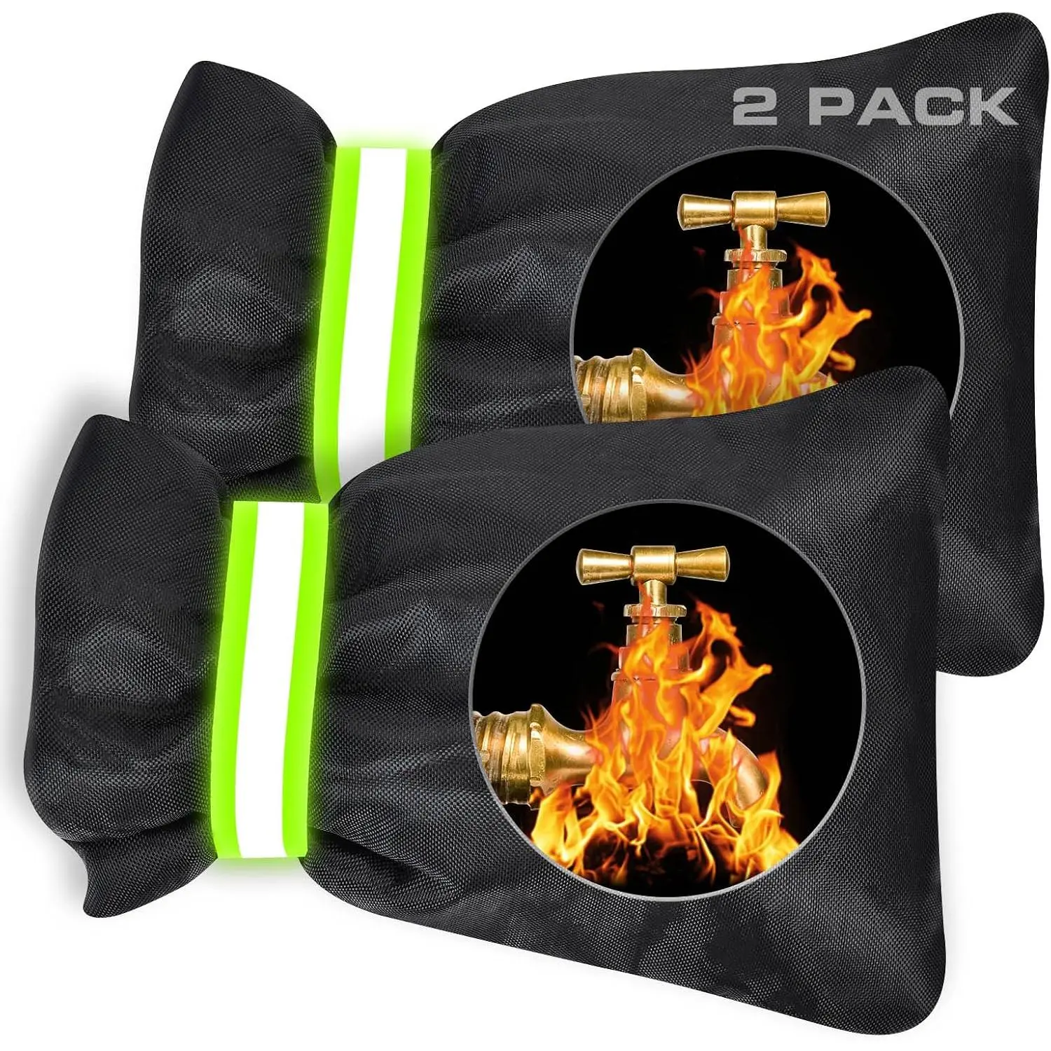 Outdoor Faucet Covers for Winter Freeze Protection - 2 Pack, Thickened Insulated Pipe Covers for Outside, Yard Maintenance  Haves  Spigot Covers, 7.7" H x 5.9" W, Black(Reflective
