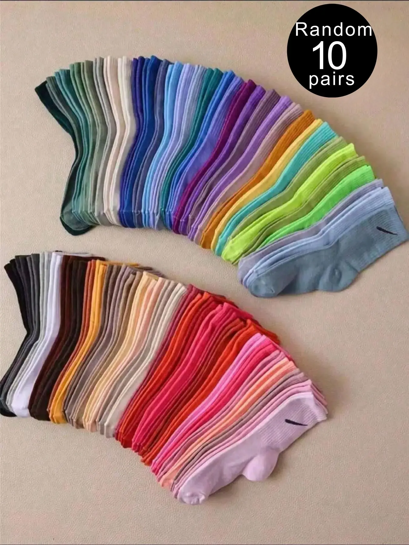 10 Pairs Colorful Smile Crew Socks, Breathable Moisture-Wicking Mid-Calf Socks, Unisex All-Season Wear, Multiple Colors Available