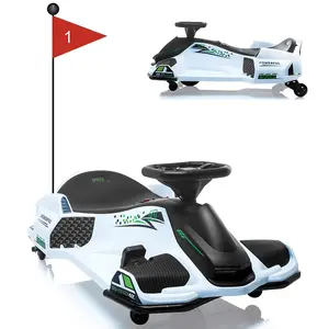 12V Electric Drift Go-Kart for Kids, 550 Motor, 8 km/h, LED Lights and Music, Red, White, or Blue