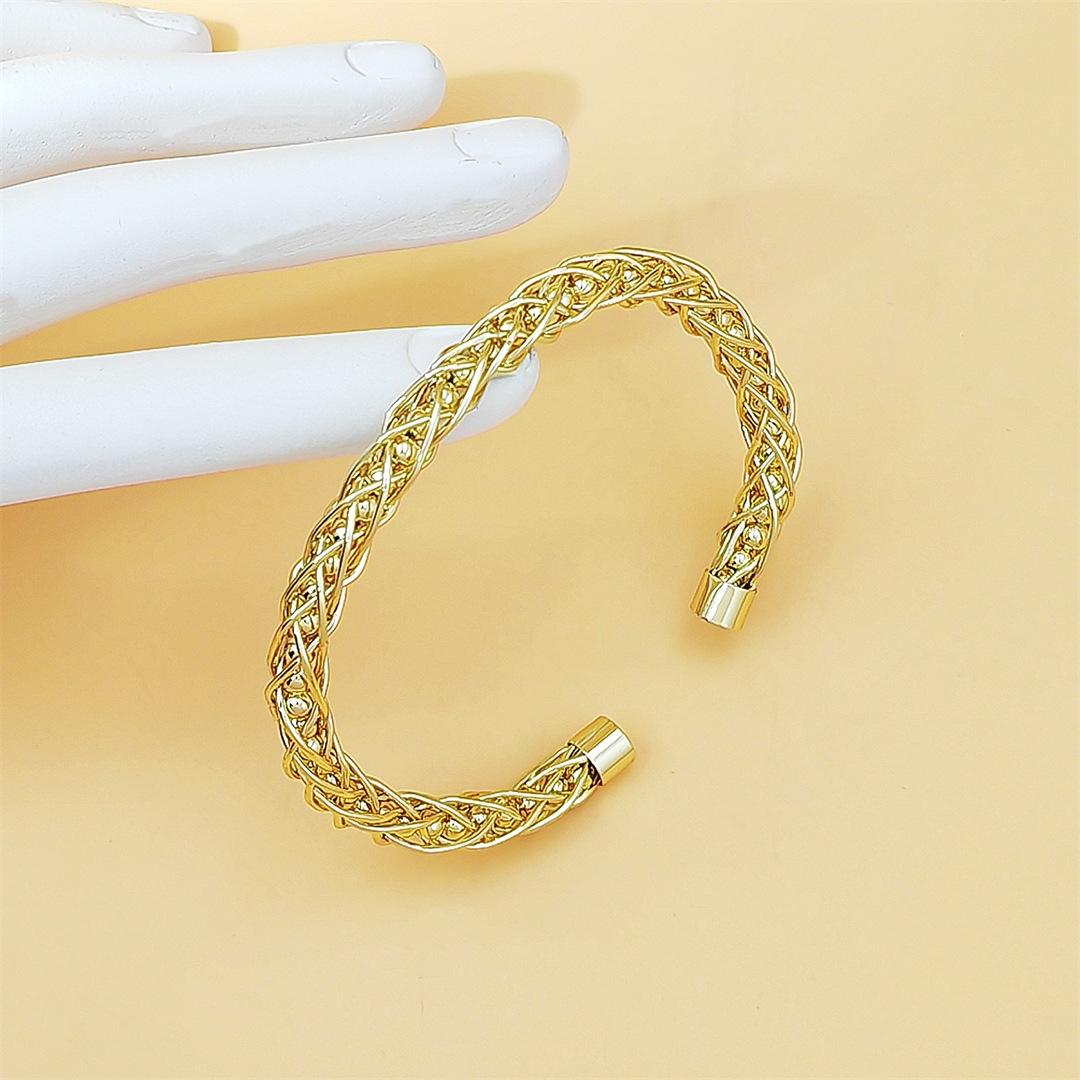 Chinese Style Braided Couple Bracelet Set, Handmade Twist Open Cuff Bangle for Men & Women, Trendy Modern Aesthetic Jewelry, Lightweight & Stylish for Daily Wear & Matching Outfits