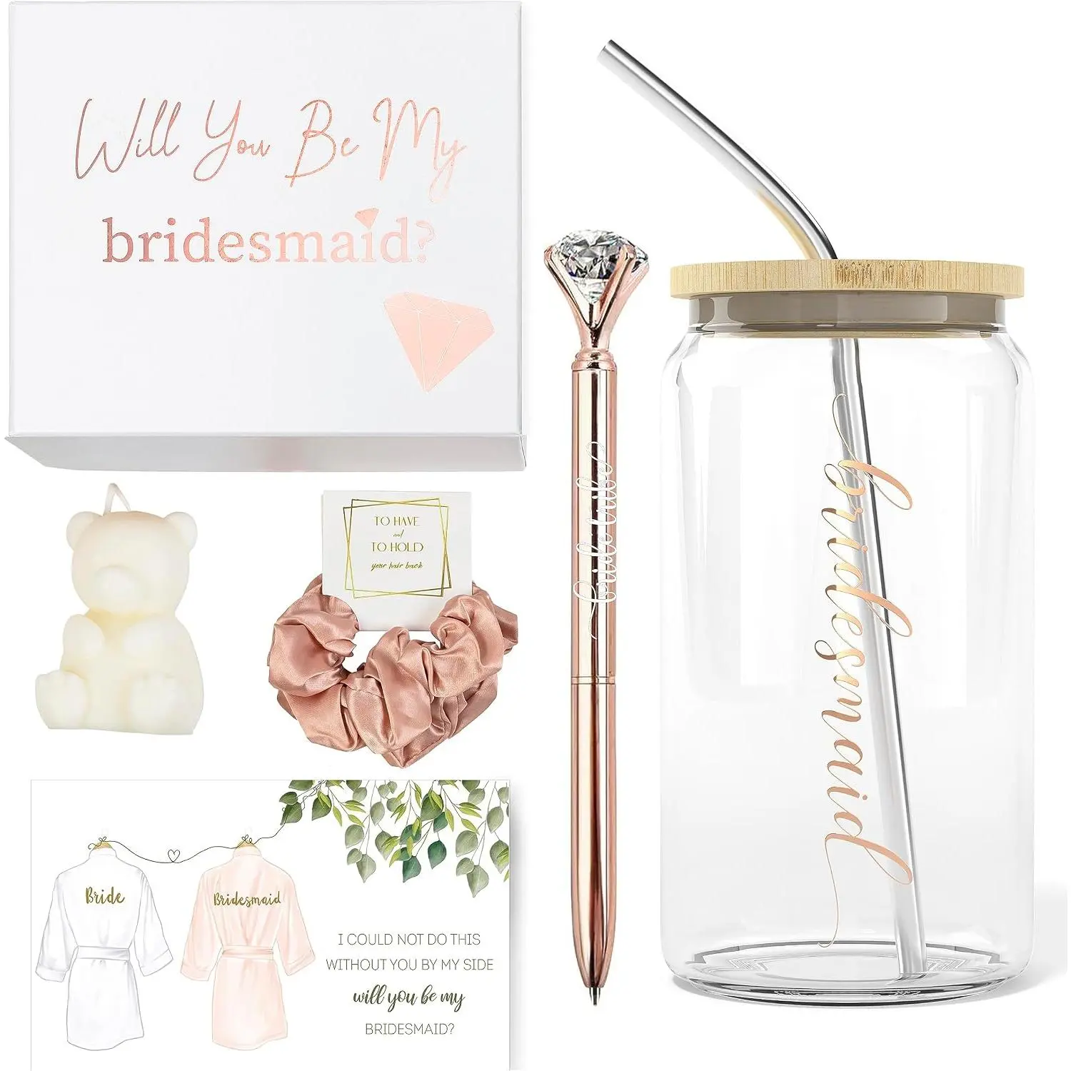 Luxury Bridesmaid Proposal Gift Set, Bridal Boxes with Favors for Bachelorette Party (Office & Gift Wrapping Supplies), Gifts
