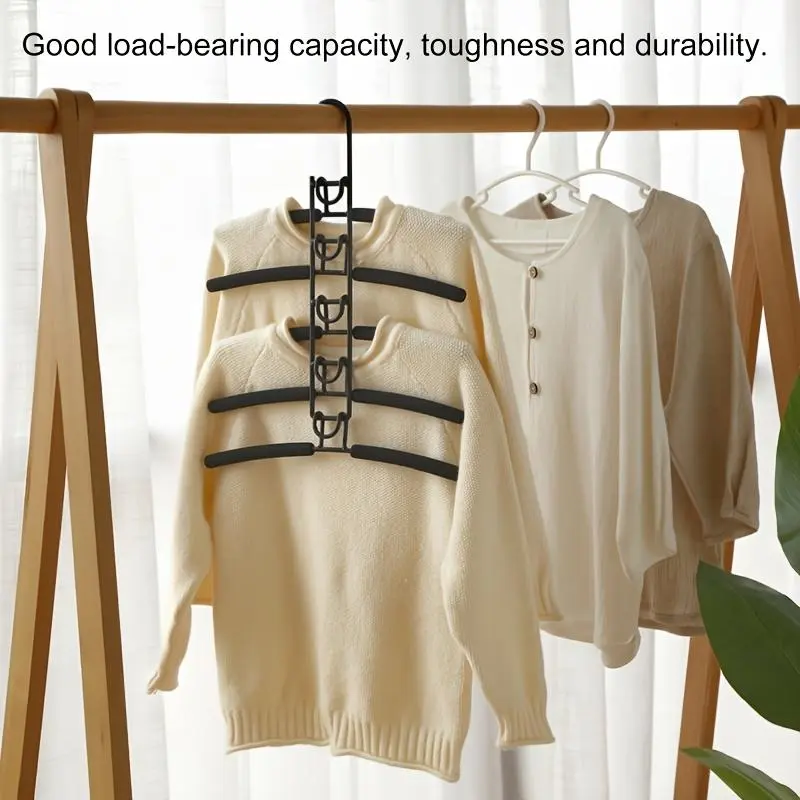 5-Pack Heavy-Duty Space-Saving Hangers - 5-in-1 Multi-Layer Metal with Foam Padding, Polished Finish, Ideal for Coats, Sweaters, Suits, and T-Shirts, Hangers for Clothes
