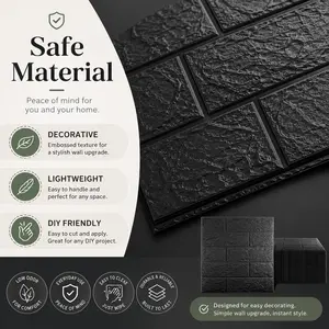30pcs DIY Self-Adhesive 3D Brick Wall Stickers, 38.5x35cm, 3mm Thick, Waterproof, for Bedroom Kitchen Living Room, Xpe Foam Decor