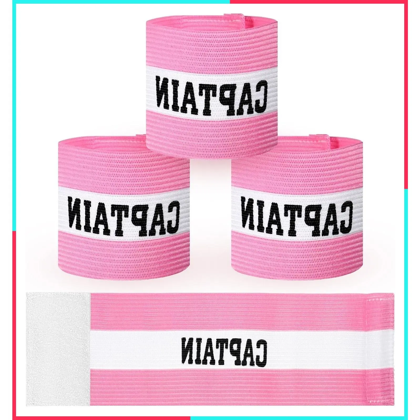 3PCS Adjustable Pink Captain Armbands for Soccer Football Rugby Basketball Volleyball Team Sports - Adult Youth, 9x29cm/3.5x11.5 Inch