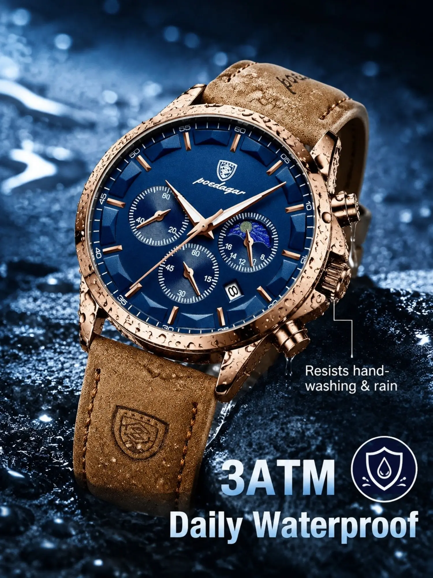 Men's Business Round Dial Luminous Analog Quartz Watch, Waterproof Watch for Party, Daily Clothing Decor, Watch for Gift with Box, Analog Wristwatches