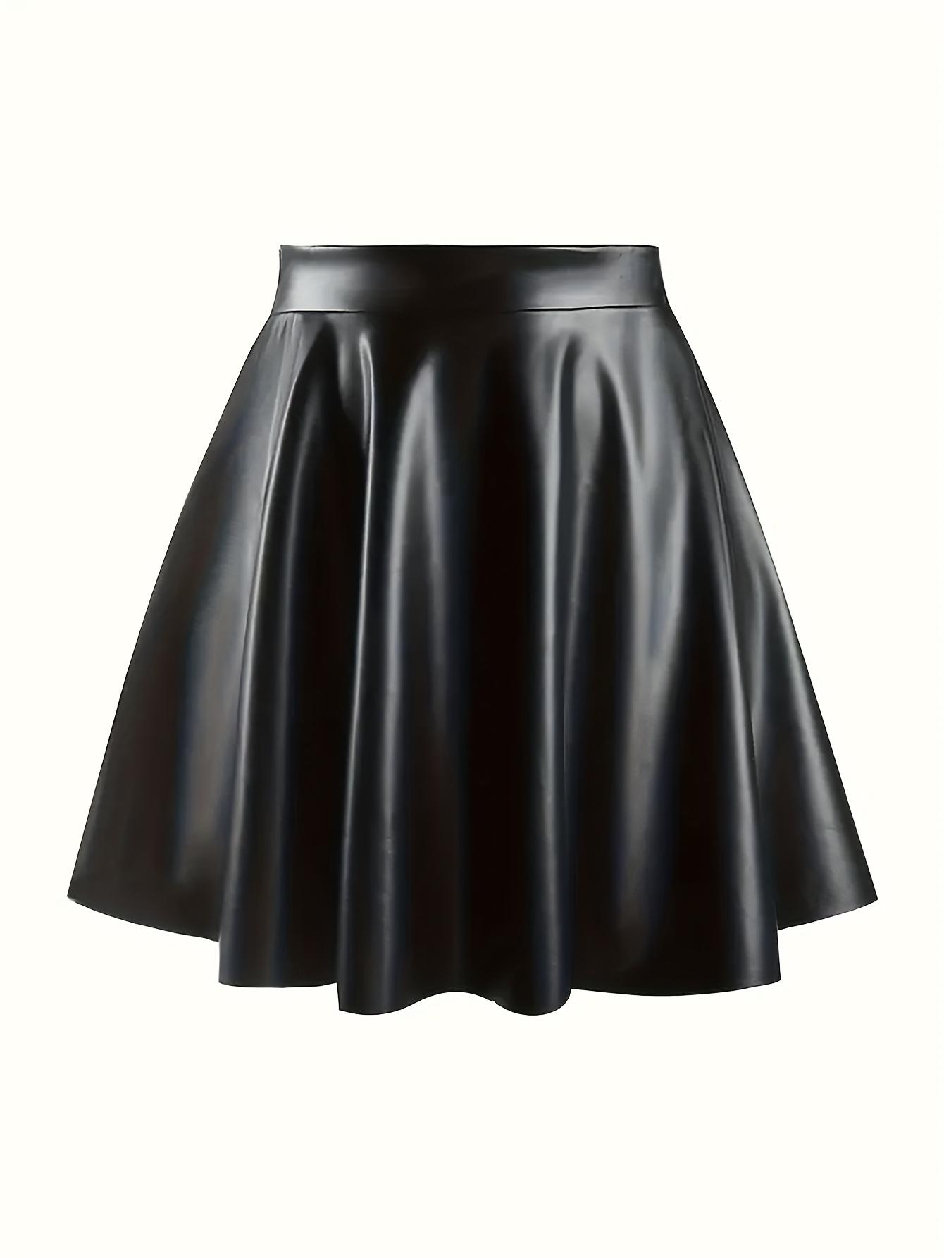 Elegant PU Leather Skirt, High Waist Slimming Pleated Design, Fashionable Women's Clothing for Fall & Winter Seasons
