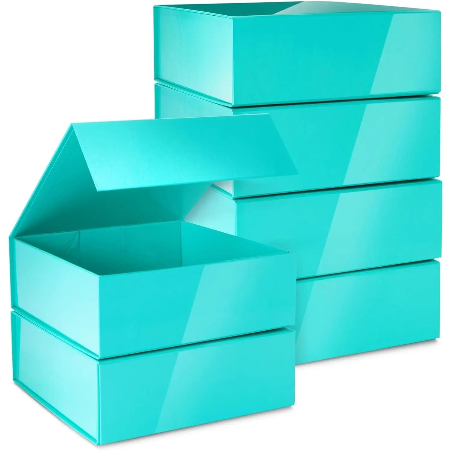 Proposal  Box -  Bulk  Box with Lid - Bridesmaid & Groomsmen Proposal Cases - Square Cardboard Containers - 6 Pack, 9.5 x 9.5 x 3.5 in, Teal