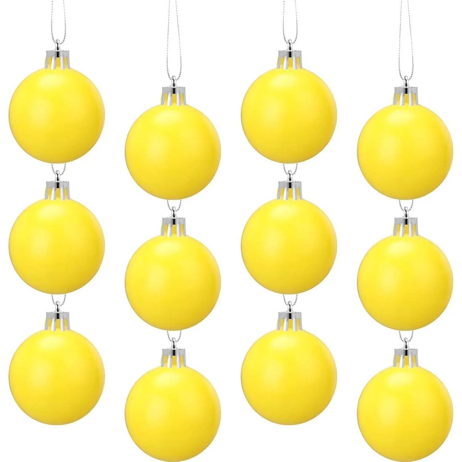12 count 2.4 inches Yellow Christmas Ball Christmas Tree Ornaments Christmas Tree Pendants Xmas Shiny Balls Baubles Set for Christmas Tree  Wreath Garland Decorations(Matte Yellow)