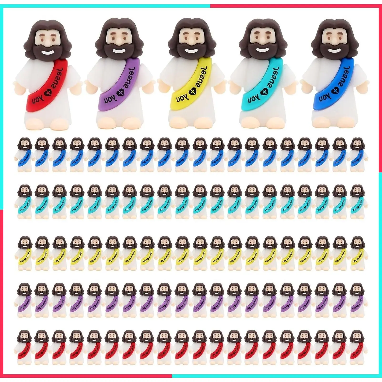 100 Pcs Mini Jesus Figures, Jesus Loves You Religious Party Favors for Easter Egg Stuffers